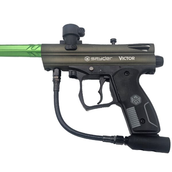 Spyder Victor paintball gun, olive green.