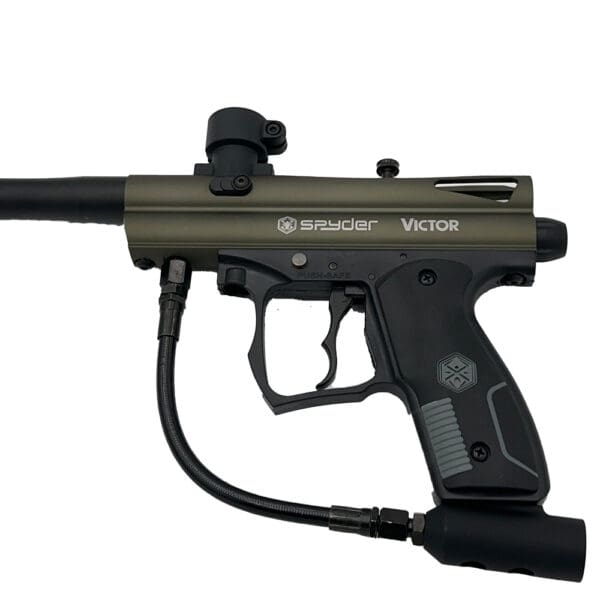 Spyder Victor paintball marker, olive green.