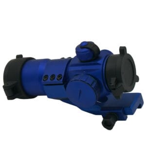 Blue mini red dot rifle scope.