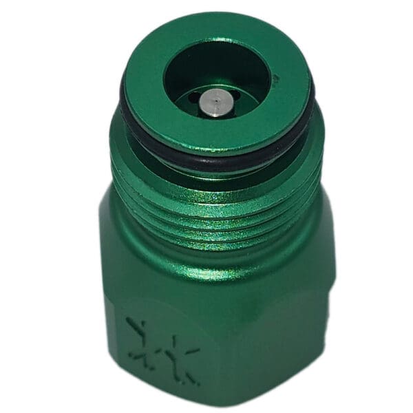 Green aluminum paintball air tank adapter.