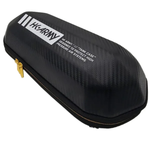 Black carbon fiber protective case with zipper.