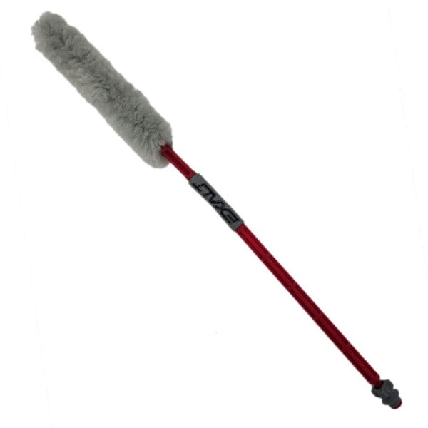 Red handled long duster with fluffy head.