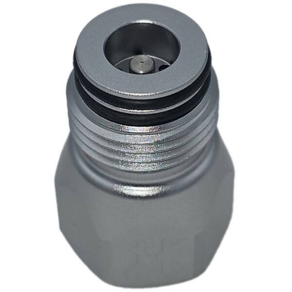 Silver aluminum air fitting connector.