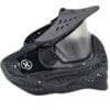 Black paintball mask with visor.