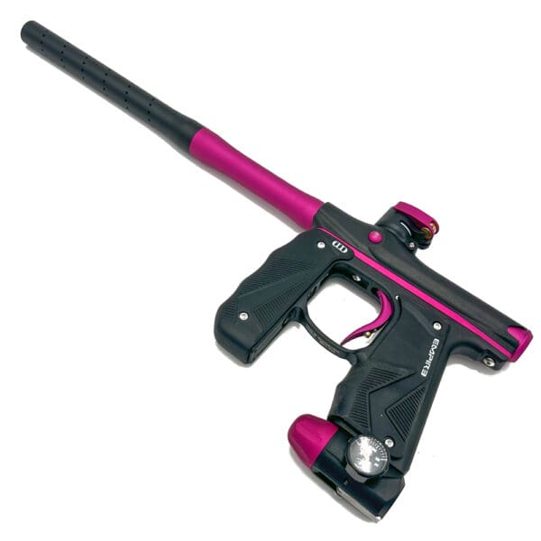 Pink and black Empire paintball marker.