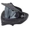 Black paintball mask with mirrored lens.