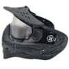 Black paintball mask with clear lens.