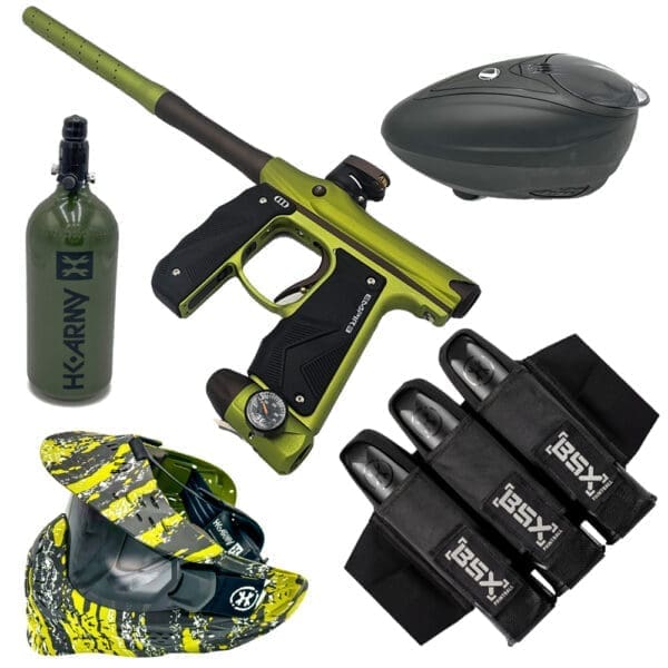 Green paintball gun and equipment set