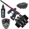 Pink paintball gun, mask, and gear.