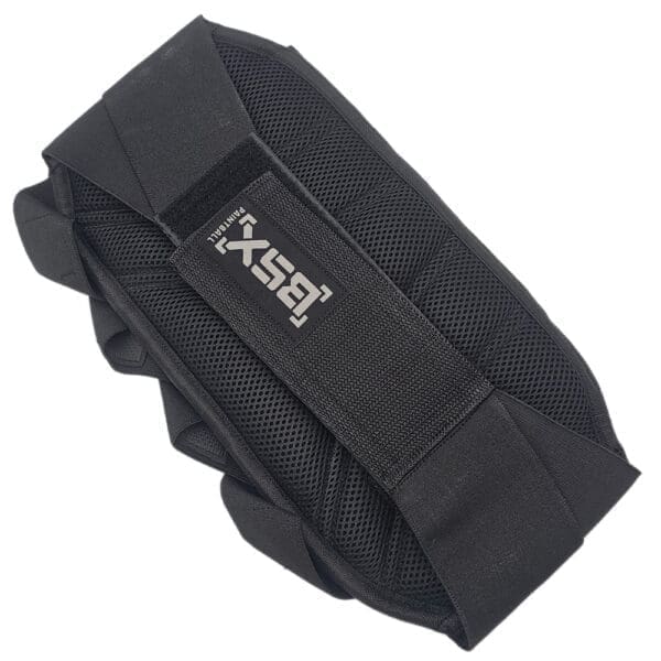 Black paintball harness, back view.