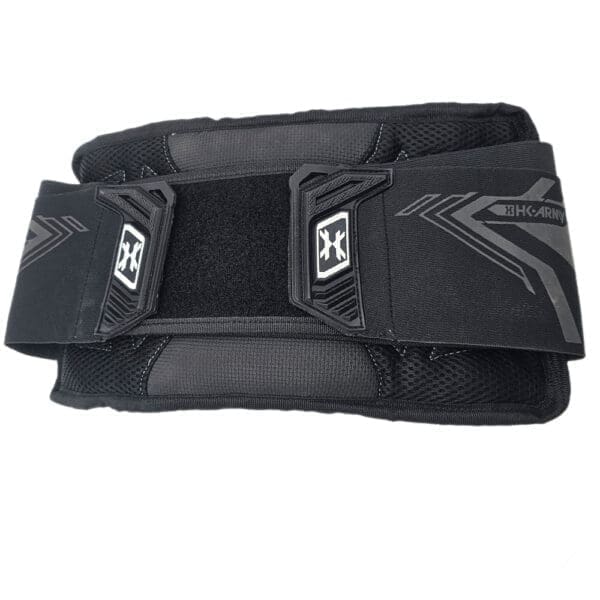Black tactical belt with Velcro closure.