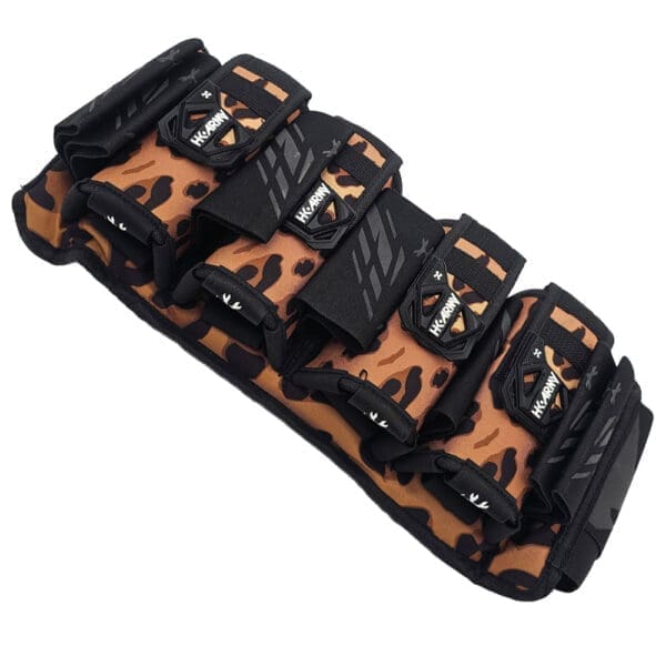 Camouflage tactical gear with adjustable straps.