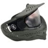 Dark green paintball mask with visor.