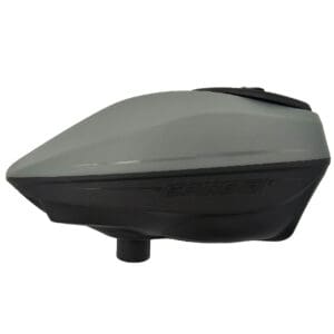 Gray paintball hopper with black accents.