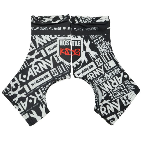 Black and white graphic pattern shorts.