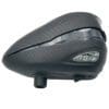 Carbon fiber paintball hopper with logo.