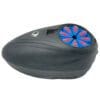 Black electric head massager with blue nodes.
