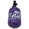 Purple paintball air tank with graphics.