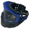 Blue and black motocross goggles and mask.