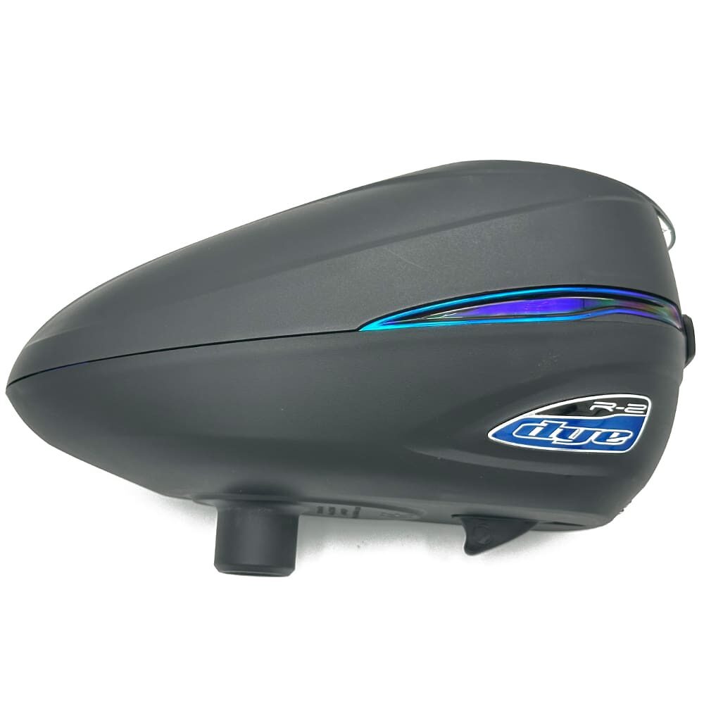 Black Dye R2 paintball hopper.