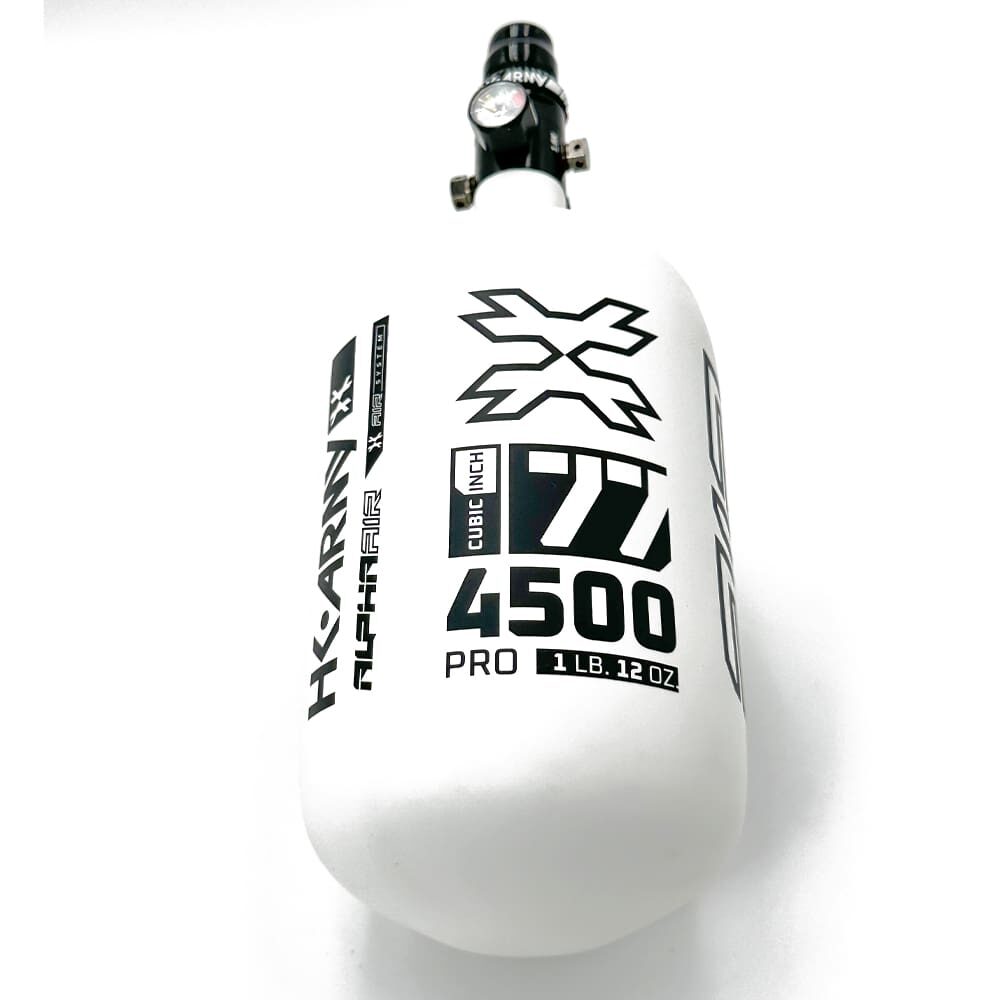 White 4500 psi paintball air tank.