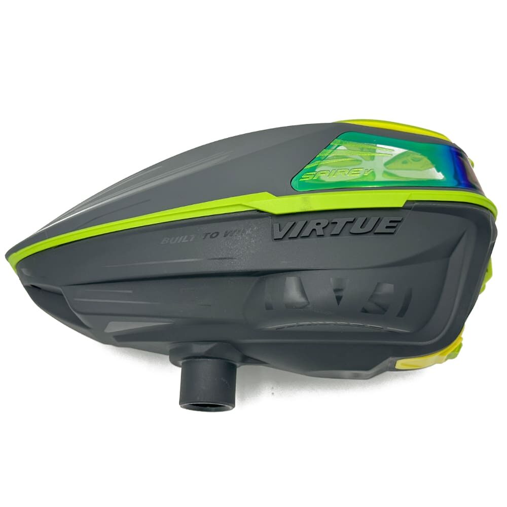 Virtue Spire paintball hopper, black and green.